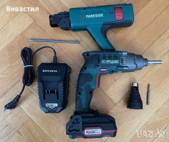 Parkside Акумулаторен ударен винтоверт с две скорости може и в куфар с аксесоари и втора батерия, снимка 12 - Винтоверти - 50646426