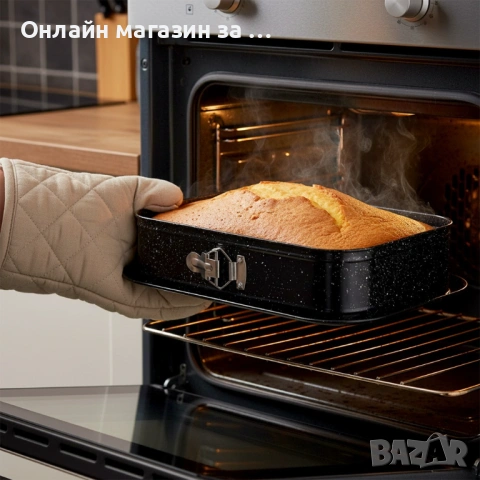  Правоъгълна форма за торта, пай, кекс и др. сладкиши, тефлоново покритие, падащо дъно 279071, снимка 6 - Съдове за готвене - 53232109