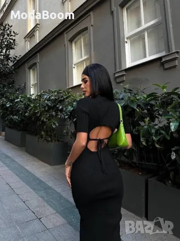 Черна дамска рокля , снимка 2 - Рокли - 48950685