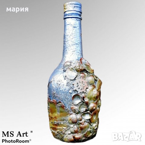 Ръчно декорирана бутилка микс медия!, снимка 3 - Декорация за дома - 28261035