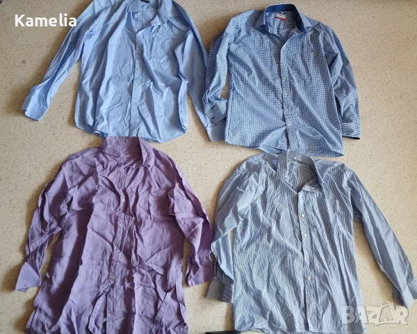 12 Мъжки ризи M-L размер . Марки: Zara, H&M,YORN, снимка 2 - Ризи - 55768360
