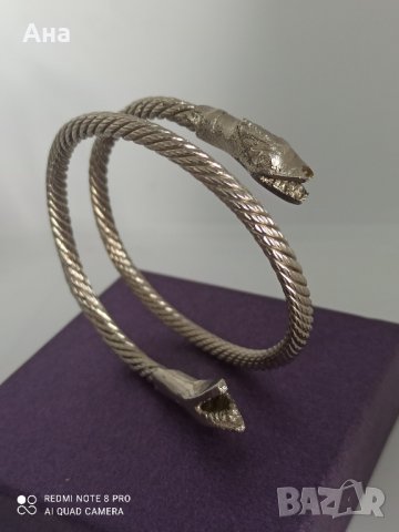 красива посребрена гривна змия , снимка 1 - Гривни - 42778774