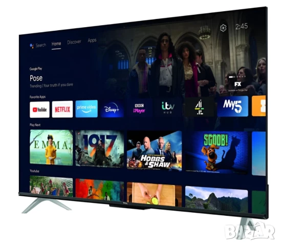 55" Смарт 4К Телевизор TCL 55HG60E, Android TV, Wi-Fi + Bluetooth, снимка 3 - Телевизори - 51270546