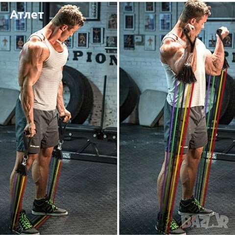ТРЕНИРОВАЧЕН КОМПЛЕКТ ЛАСТИЦИ ЗА СИЛОВИ, ФИТНЕС ИЛИ КРОСФИТ УПРАЖНЕНИЯ, снимка 2 - Фитнес уреди - 44245891