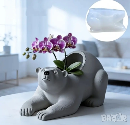 Молд кашпа бяла мечка , снимка 13 - Форми - 51291135