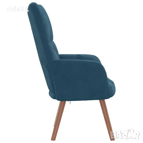 vidaXL Релакс стол, син, кадифе, снимка 4 - Дивани и мека мебел - 56146837