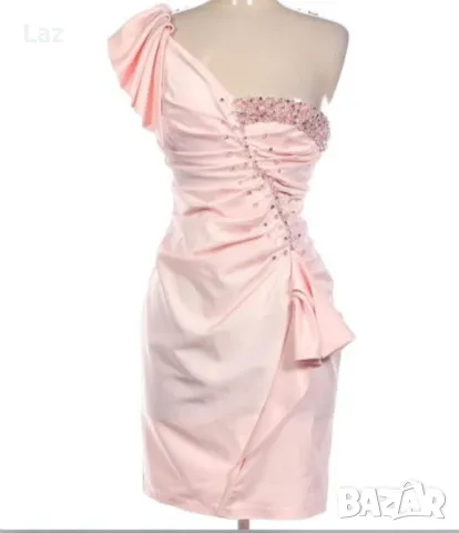 официална луксозна розова рокля с камъни