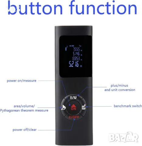 Лазерен измервател на разстояние Цифров лазерен далекомер Ръчен мини лазерен измервател на разстояни, снимка 14 - Измервателни инструменти - 49085053