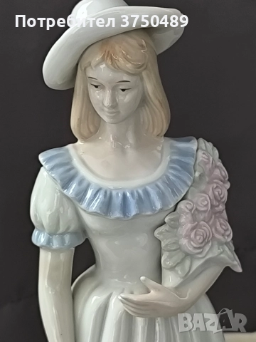 Красива дама с цветя Съвсем малка забележка на шапката Вижда се на последната снимка , снимка 5 - Антикварни и старинни предмети - 52794482