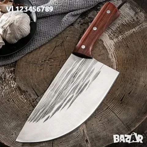 Широк кухненски нож / сатър 205х325 мм ръчно кован, снимка 3 - Ножове - 50749586