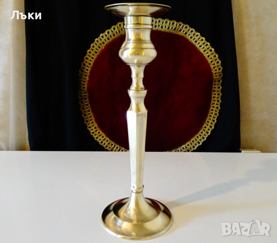 Бронзов свещник 26 см.,500 гр., снимка 3 - Антикварни и старинни предмети - 51628431