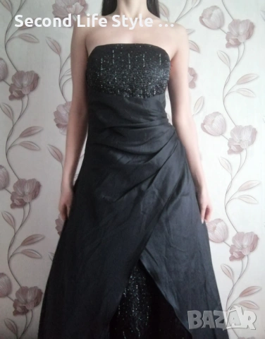 Официална дълга дамска рокля с мъниста р-р L - марка LISSA, снимка 3 - Рокли - 53047553