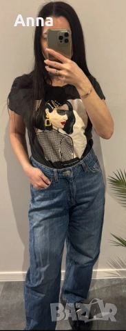 Тениска като подарък! Дънки Zara, размер M, стават и за S🌸❤️, снимка 3 - Дънки - 53911923