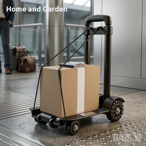 Сгъваема транспортна количка с телескопична дръжка + 2 въжета