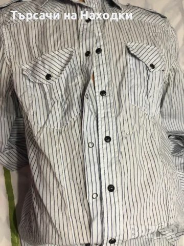 Мъжка риза MONARCHY White Pinstripe M Medium Back Embroidery, снимка 4 - Ризи - 50840220