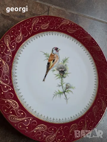 декоративна порцеланова чиния с птица и позлата Limoges 8/1, снимка 3 - Декорация за дома - 49903400