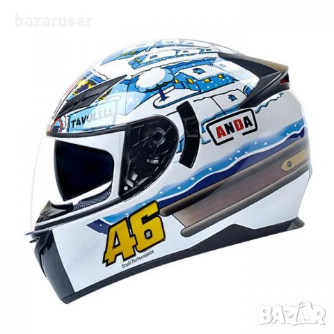 Каска за Мотор ANDA с Очила и с LED светлина 2515-Бяла/182860, снимка 2 - Аксесоари и консумативи - 32076650