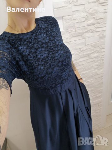 Swing официална рокля, тъмносиня, дантела, L/XL размер , снимка 5 - Рокли - 38350234