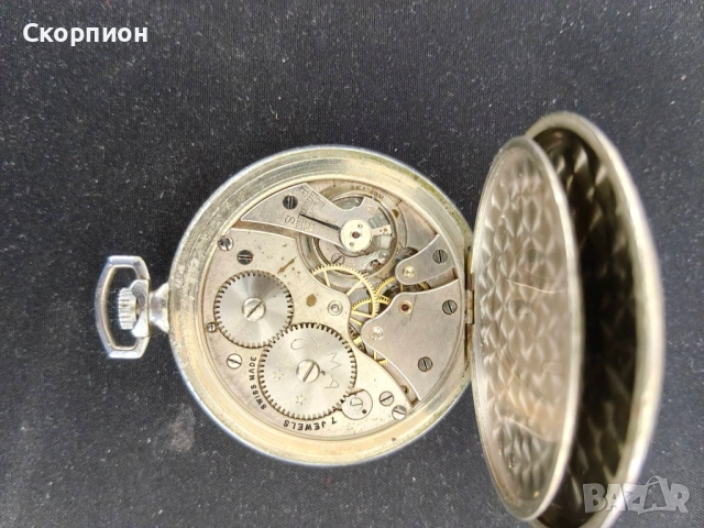  Швейцарски джобен часовник - SYMA  1925г.- 7 JEWELS-SWISS MADE, снимка 4 - Джобни - 46796635