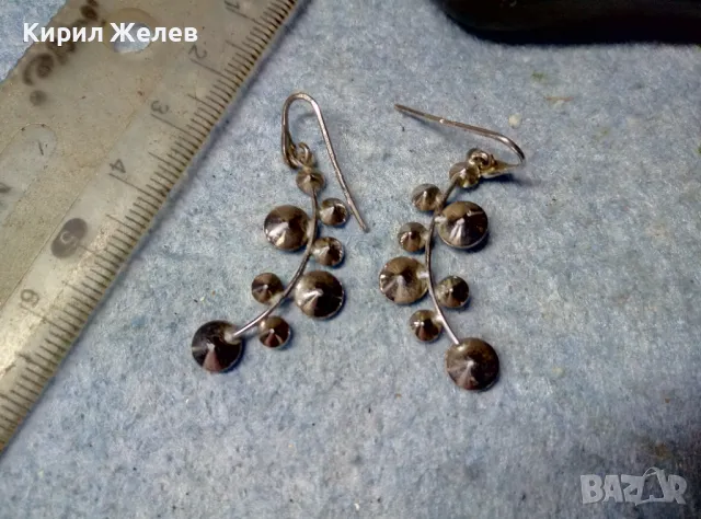 ПРЕЛЕСТНИ ФЛОРАЛНИ СКЪПОЦЕННИ СРЕБЪРНИ ОБЕЦИ СРЕБРО 925 с БЯЛА ПОЗЛАТА ЧАСТ от КОМПЛЕКТ 48605, снимка 9 - Обеци - 49144112