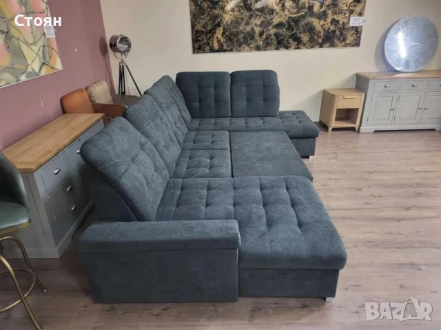 ПРОМОЦИЯ!!!Тъмно сив П - образен ъглов диван Nixon с функция сън, снимка 5 - Дивани и мека мебел - 52829905