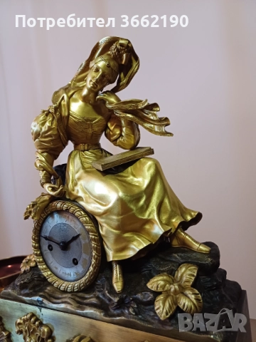 Бронзов каминен часовник, снимка 3 - Декорация за дома - 52585711