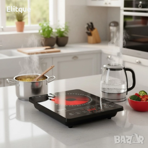 Котлон Voltz, 2000W, Кристална плоча с инфрачервен нагревател, 28х36см, LED екран, Таймер, снимка 2 - Котлони - 52465214