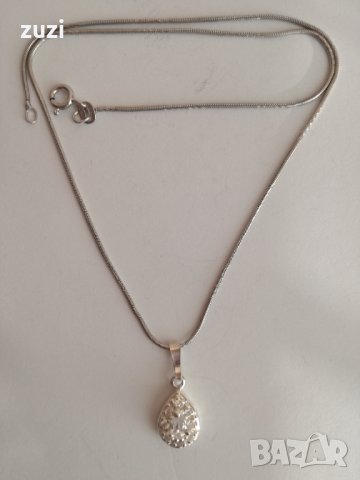 Сребърно  колие  с циркони - 925 сребро  , снимка 2 - Колиета, медальони, синджири - 30748553