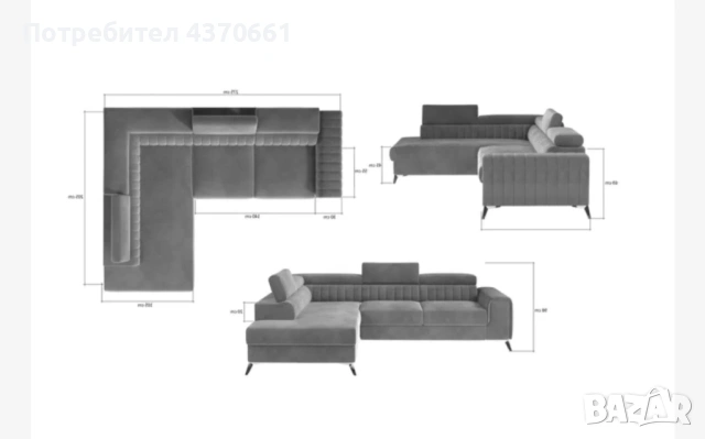 Ъглов Диван разтегателен с ракла - ляв ъгъл, сив, снимка 6 - Дивани и мека мебел - 52964258