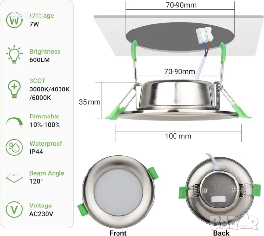LED Вградени Таванни Светлини, 7W Ултратънки LED Луни, снимка 2 - Лед осветление - 49795124