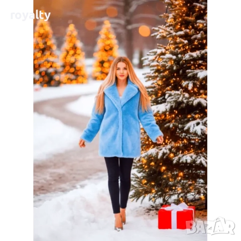 Зимно дамско палто от плюш