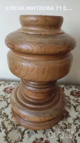 Уникален огромен свещник от масивно дърво много тежък/над 2 кг/+подарък свещ, снимка 2 - Антикварни и старинни предмети - 51647031