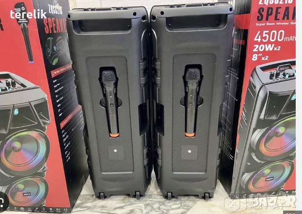 @Cobra Нова ZQS 8210 2х8 120W 6500mah 2 микрофона ПРЕНОСИМА КАРАОКЕ КОЛОНА От вносител 12 месеца гар, снимка 18 - Тонколони - 53165423