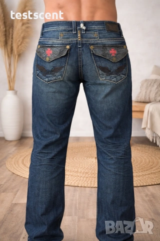 $229 Мъжки дънки Robin's Jean Mens Blue Denim Sz 38 W L 34" Red Cross Croco Made In USA 