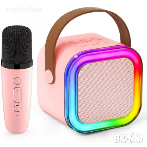Караоке тонколона с безжичен микрофон K12 с RGB цветомузика, снимка 2 - Караоке - 48460349