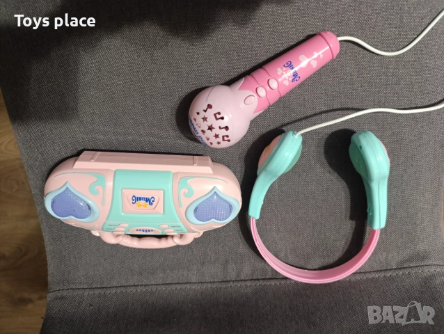 Касетофон с микрофон и слушалки, караоке , снимка 2 - Музикални играчки - 52666095