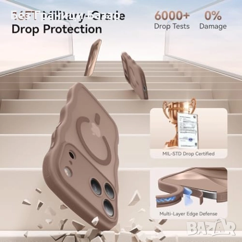 Нов iPhone 17 Pro кейс с каишка, вълнообразен матов дизайн, удароустойчив калъф и протектор, снимка 6 - Калъфи, кейсове - 52002805