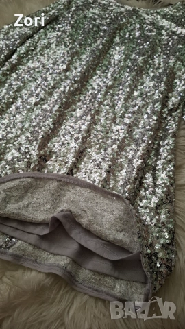 ВПЕЧАТЛЯВАЩА рокля, цялата в сребристи пайети, снимка 4 - Рокли - 52585391