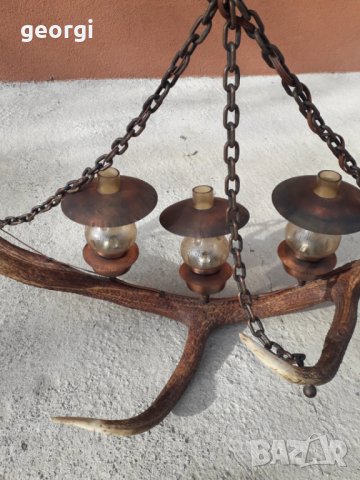 Баварски полилей от еленов рог уникат, снимка 7 - Полилеи - 31342723