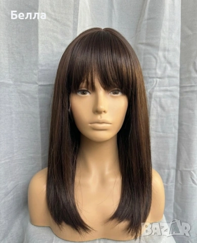 НОВА Кафява естествена перука! 100% високо качество