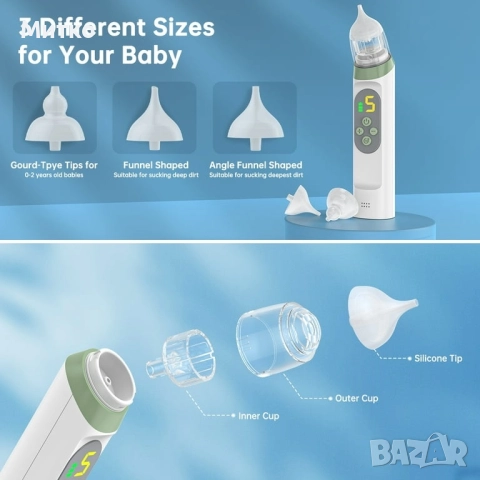Cshidworld Назален аспиратор за бебета, електрически аспиратор за нос за малки деца, водоустойчив , снимка 8 - Други - 52920646