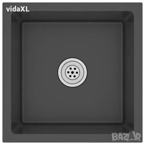 vidaXL Ръчно изработена кухненска мивка, черна, неръждаема стомана