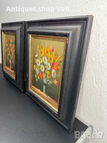 Чифт картини с рамки №6740 , снимка 4 - Антикварни и старинни предмети - 49751952