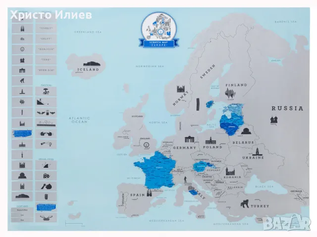 Скреч карта на Европа за истински пътешественици за изтриване, снимка 4 - Декорация за дома - 49205711