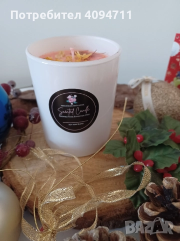 Декоративна свещ със соев восък и аромат на цветя, снимка 2 - Декорация за дома - 52402877