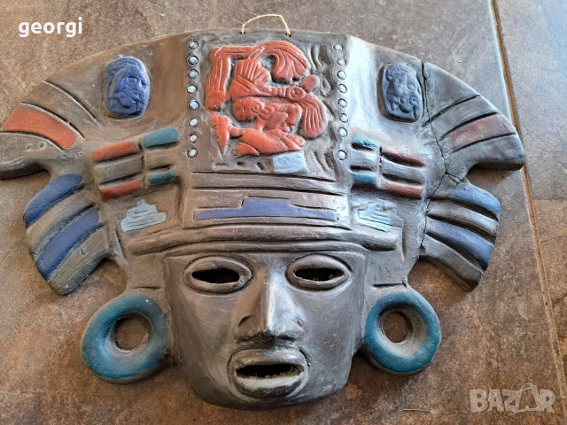 ацтекска керамична маска 32/3, снимка 2 - Декорация за дома - 53141817