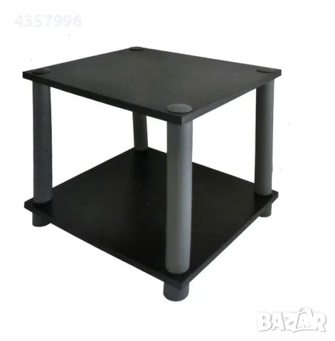 Дървена масичка за хол, Органайзер, 2 нива, Черен 