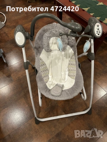 Бебешка люлка Cangaroo - Swing Star, сива, снимка 2 - Детски люлки - 53292720