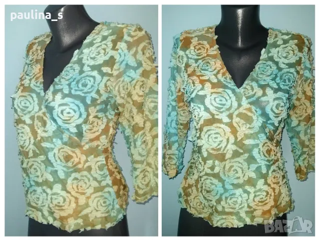 Дизайнерска еластична блуза с 3D цветя "SNO SKINS" design brand / унисайз 