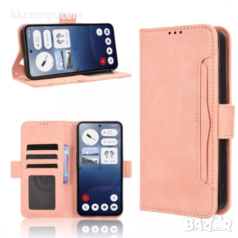 Кожен калъф Портфейл за Nothing Phone (3) 5G- Магнитен клипс, Държач за карти и Стойка, вкл. Протект, снимка 4 - Калъфи, кейсове - 52659592